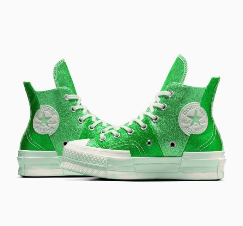 Tenis Converse Chuck 70 Plus Glitter Altos Mujer Verde | COLOMBIA O7634E