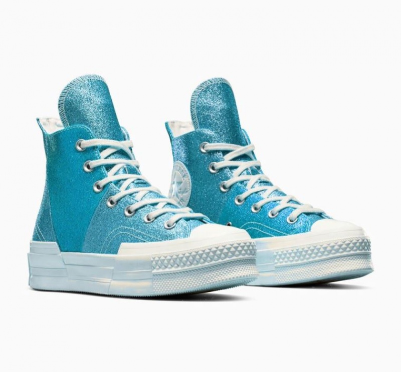 Tenis Converse Chuck 70 Plus Glitter Altos Mujer Azules | COLOMBIA Q2438J