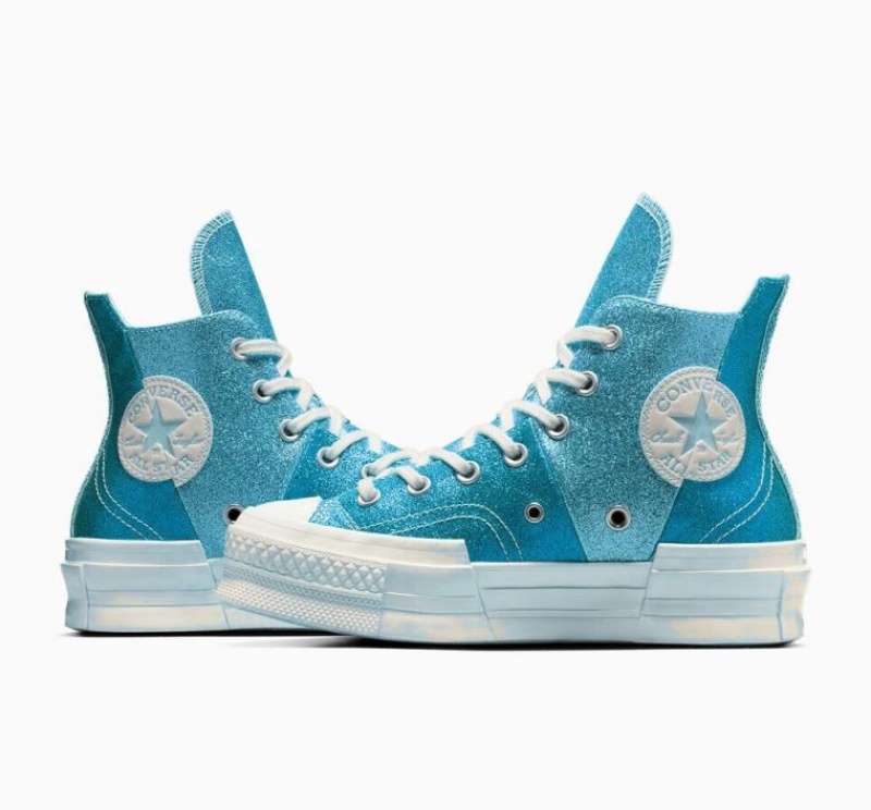 Tenis Converse Chuck 70 Plus Glitter Altos Mujer Azules | COLOMBIA Q2438J