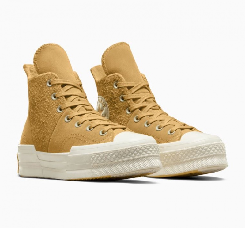 Tenis Converse Chuck 70 Plus Suede Altos Mujer Amarillo | COLOMBIA Z1640D