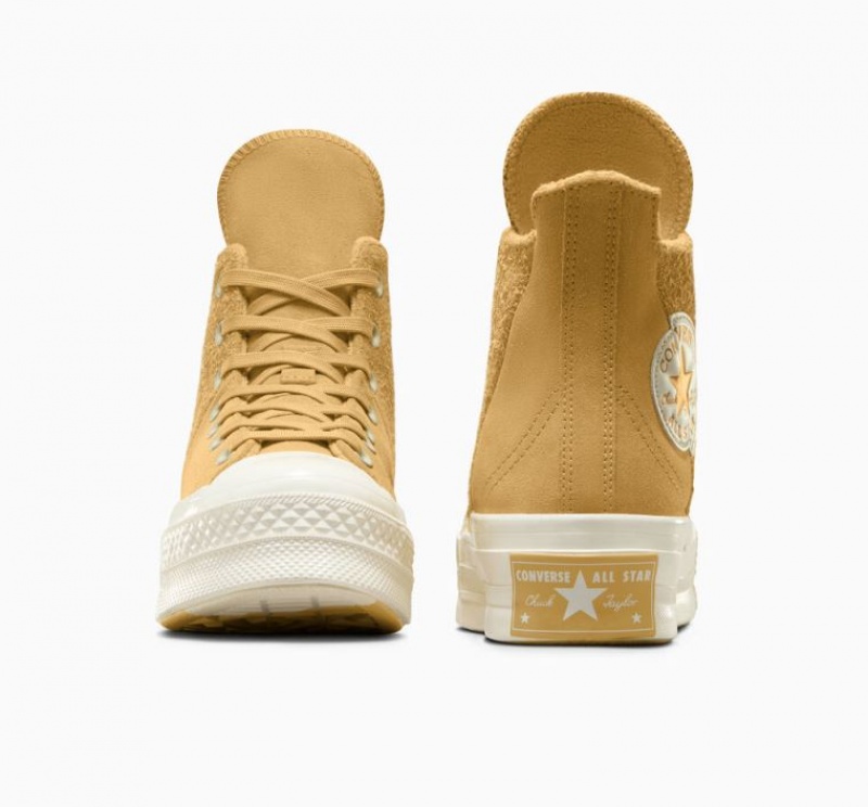 Tenis Converse Chuck 70 Plus Suede Altos Mujer Amarillo | COLOMBIA Z1640D