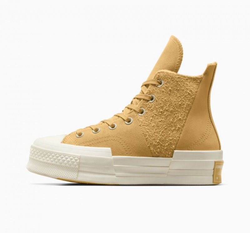 Tenis Converse Chuck 70 Plus Suede Altos Mujer Amarillo | COLOMBIA Z1640D