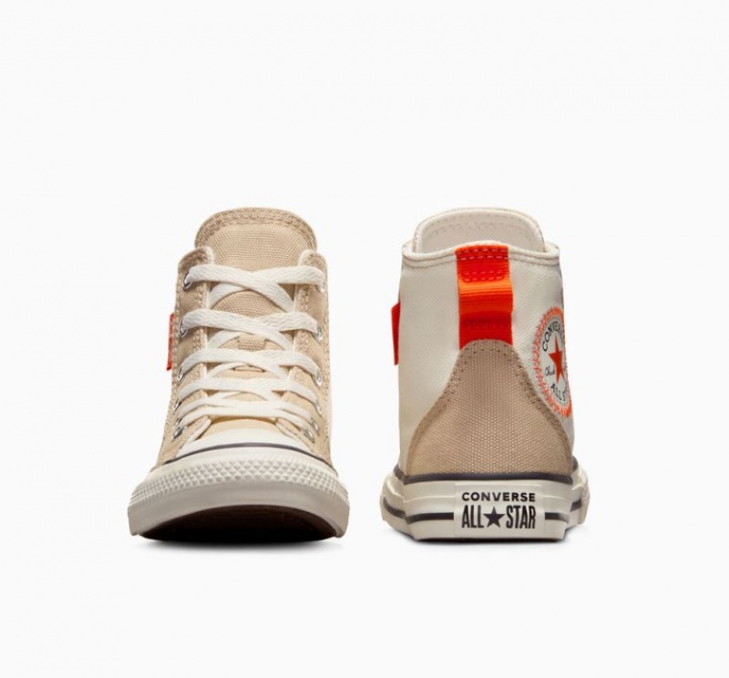 Tenis Converse Chuck Taylor All Star Canvas Overlay Altos Niños Beige | COLOMBIA R3496W