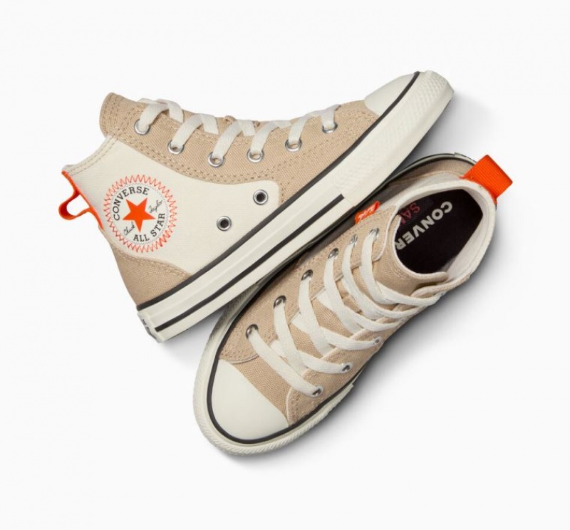 Tenis Converse Chuck Taylor All Star Canvas Overlay Altos Niños Beige | COLOMBIA R3496W