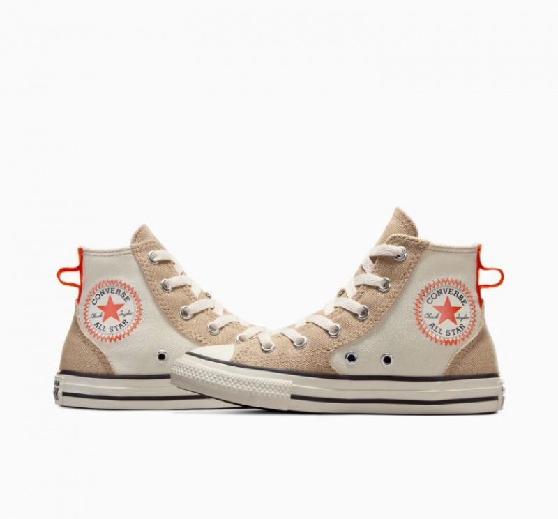 Tenis Converse Chuck Taylor All Star Canvas Overlay Altos Niños Beige | COLOMBIA R3496W