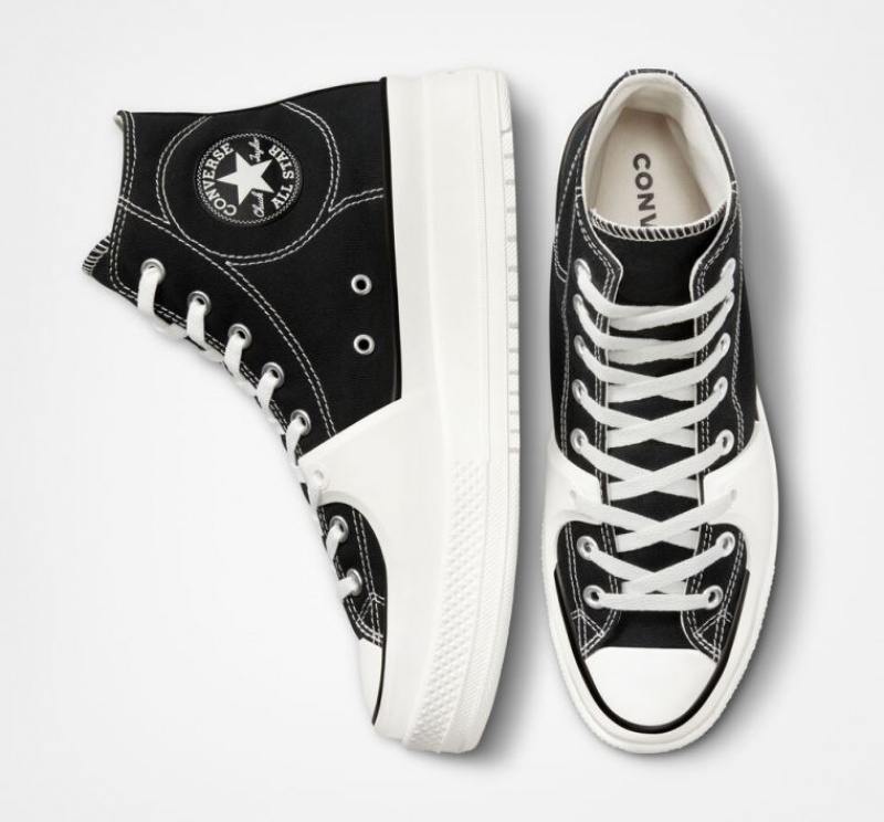 Tenis Converse Chuck Taylor All Star Construct Altos Mujer Negras Blancas | COLOMBIA Z5903P