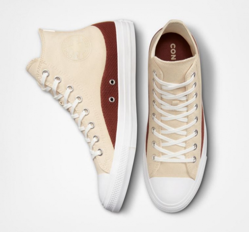 Tenis Converse Chuck Taylor All Star Craft Mix Altos Mujer Beige Marrones | COLOMBIA E9523P