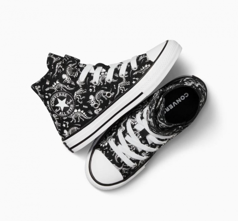 Tenis Converse Chuck Taylor All Star Easy-on Dinos Altos Niños Negras | COLOMBIA I4738L