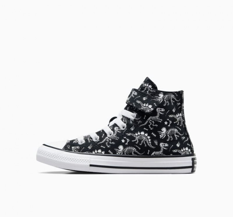 Tenis Converse Chuck Taylor All Star Easy-on Dinos Altos Niños Negras | COLOMBIA I4738L