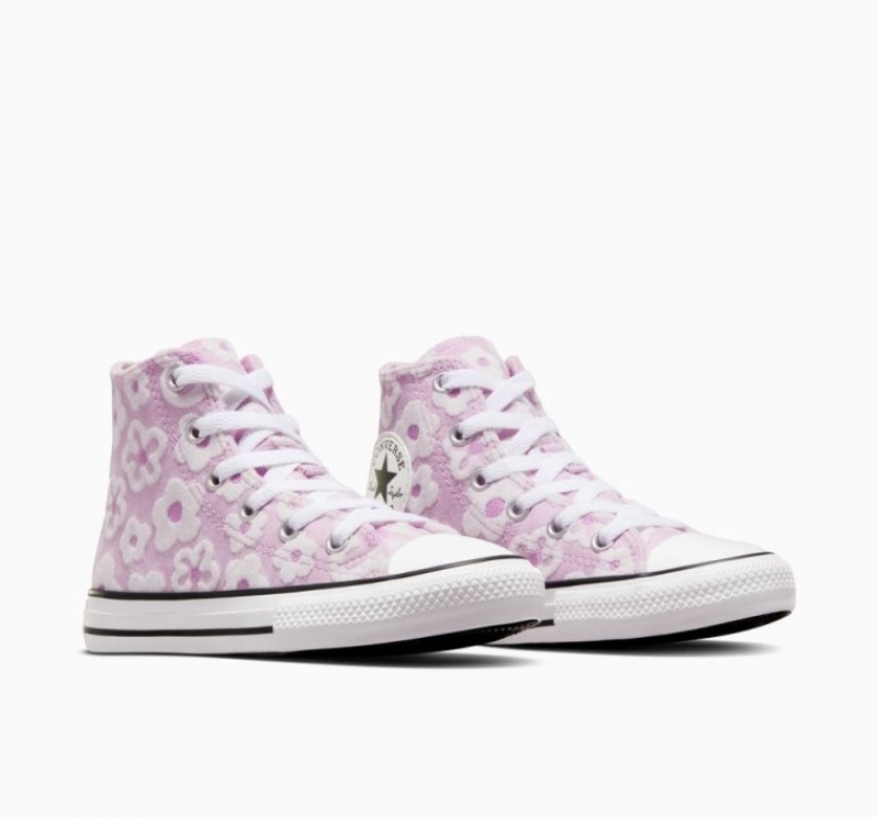 Tenis Converse Chuck Taylor All Star Floral Embroidery Altos Niños Lavanda | COLOMBIA M5236Z