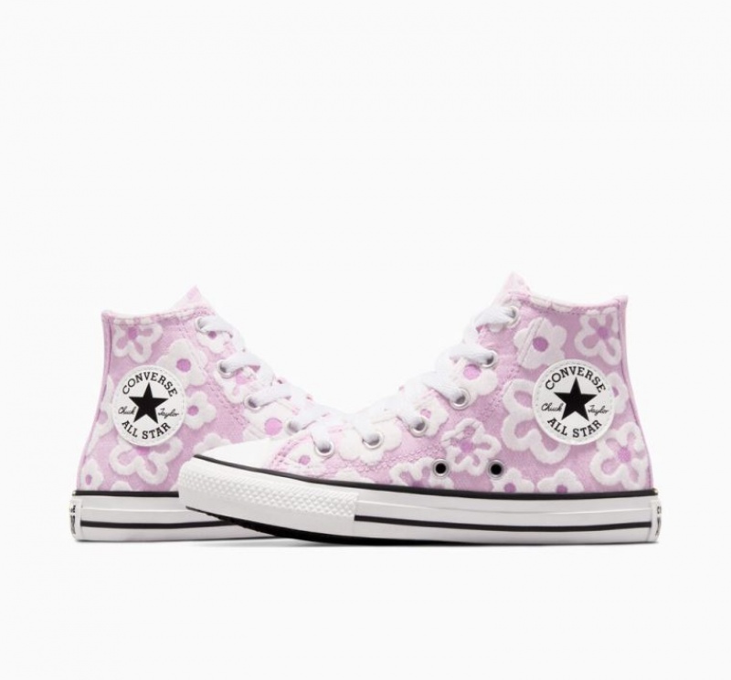 Tenis Converse Chuck Taylor All Star Floral Embroidery Altos Niños Lavanda | COLOMBIA M5236Z