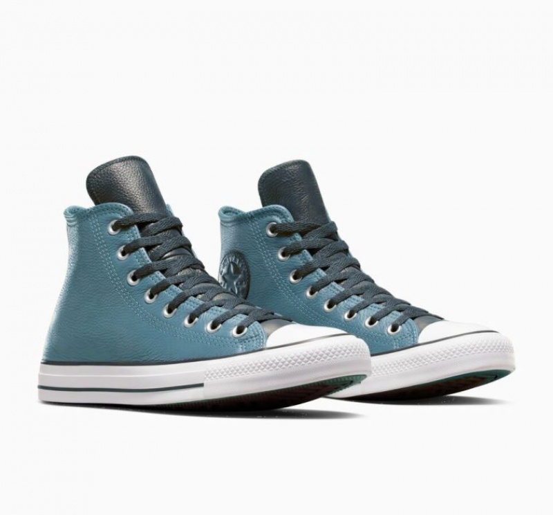 Tenis Converse Chuck Taylor All Star Leather Altos Hombre Azules | COLOMBIA D7069A