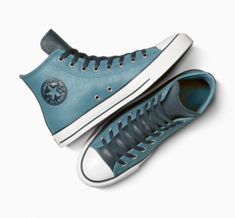 Tenis Converse Chuck Taylor All Star Leather Altos Hombre Azules | COLOMBIA D7069A