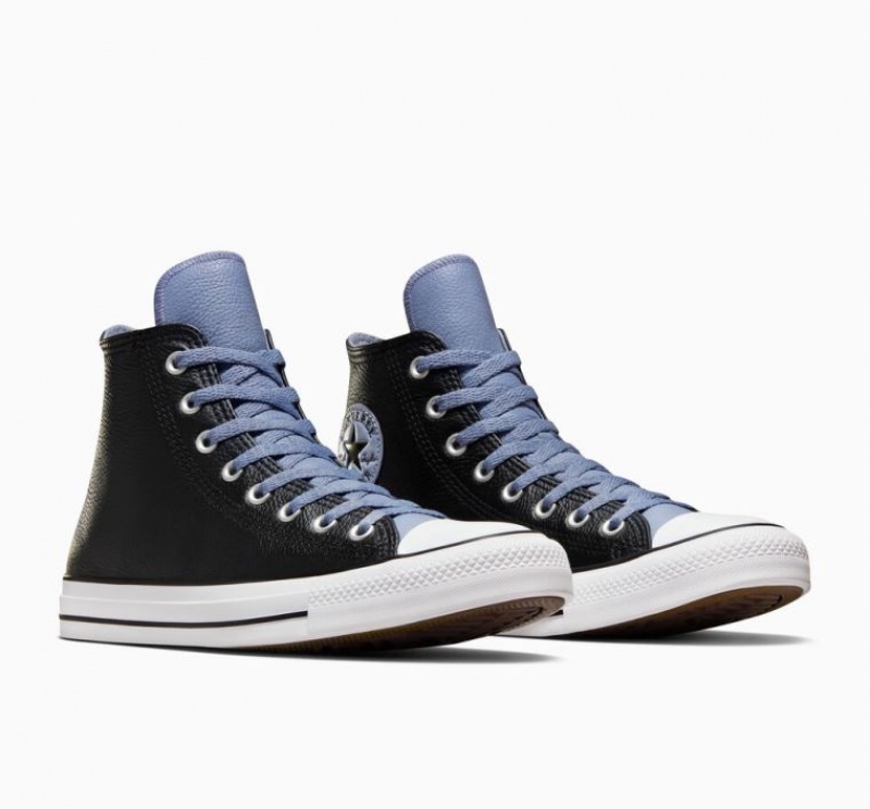 Tenis Converse Chuck Taylor All Star Leather Altos Hombre Negras Azules | COLOMBIA J8942T