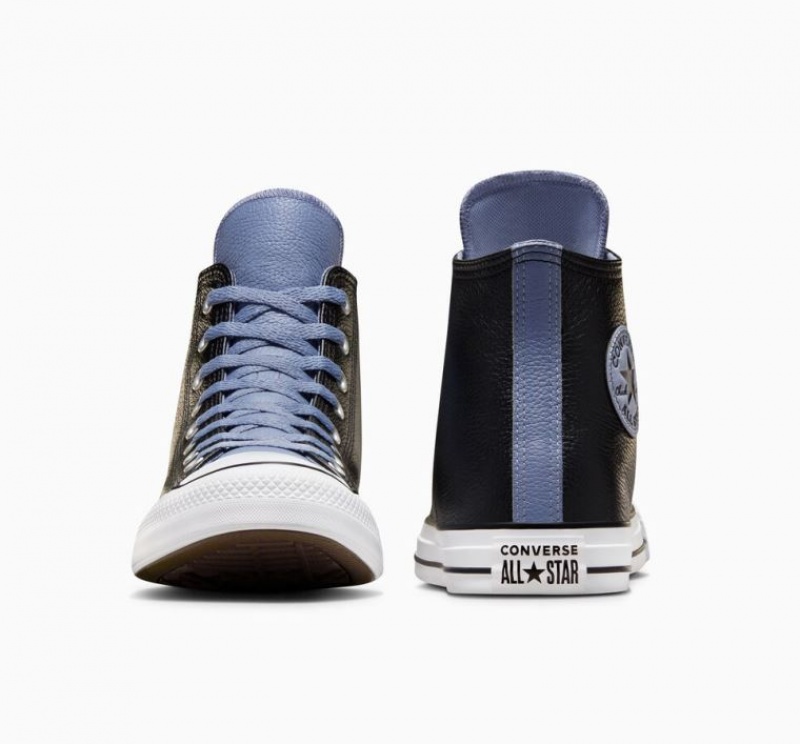 Tenis Converse Chuck Taylor All Star Leather Altos Hombre Negras Azules | COLOMBIA J8942T