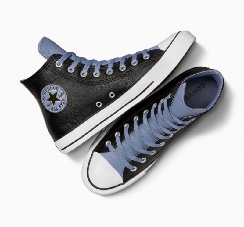 Tenis Converse Chuck Taylor All Star Leather Altos Hombre Negras Azules | COLOMBIA J8942T