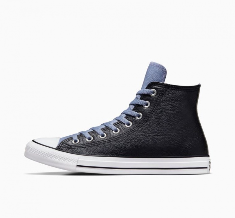 Tenis Converse Chuck Taylor All Star Leather Altos Hombre Negras Azules | COLOMBIA J8942T