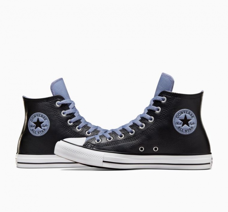 Tenis Converse Chuck Taylor All Star Leather Altos Hombre Negras Azules | COLOMBIA J8942T