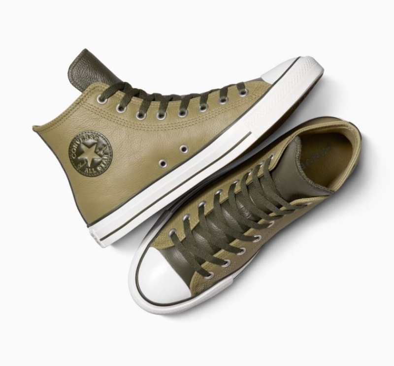 Tenis Converse Chuck Taylor All Star Leather Altos Hombre Verde Oliva | COLOMBIA G1968A