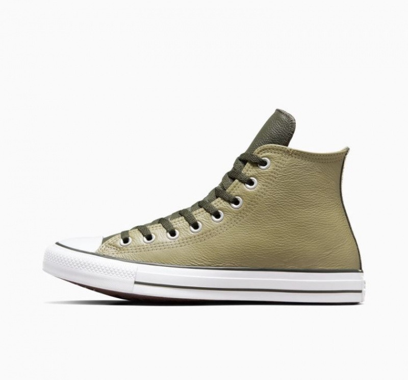 Tenis Converse Chuck Taylor All Star Leather Altos Hombre Verde Oliva | COLOMBIA G1968A