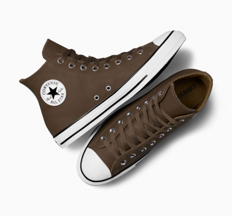 Tenis Converse Chuck Taylor All Star Leather Altos Hombre Chocolate | COLOMBIA W9584T