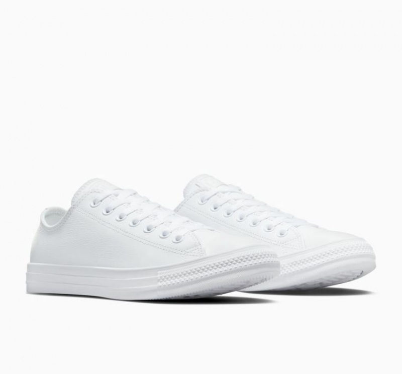 Tenis Converse Chuck Taylor All Star Leather Bajos Hombre Blancas | COLOMBIA M1548C