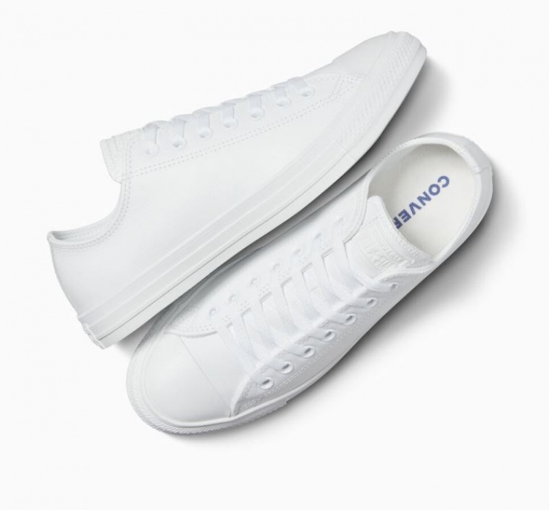 Tenis Converse Chuck Taylor All Star Leather Bajos Hombre Blancas | COLOMBIA M1548C