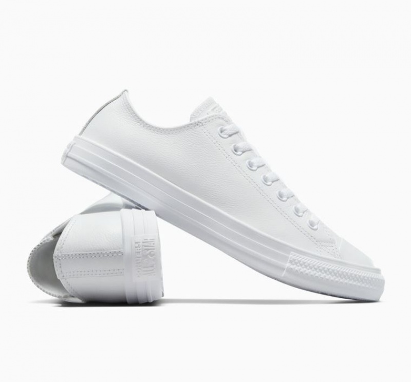 Tenis Converse Chuck Taylor All Star Leather Bajos Hombre Blancas | COLOMBIA M1548C