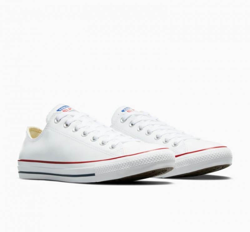 Tenis Converse Chuck Taylor All Star Leather Bajos Hombre Blancas | COLOMBIA R7815Y