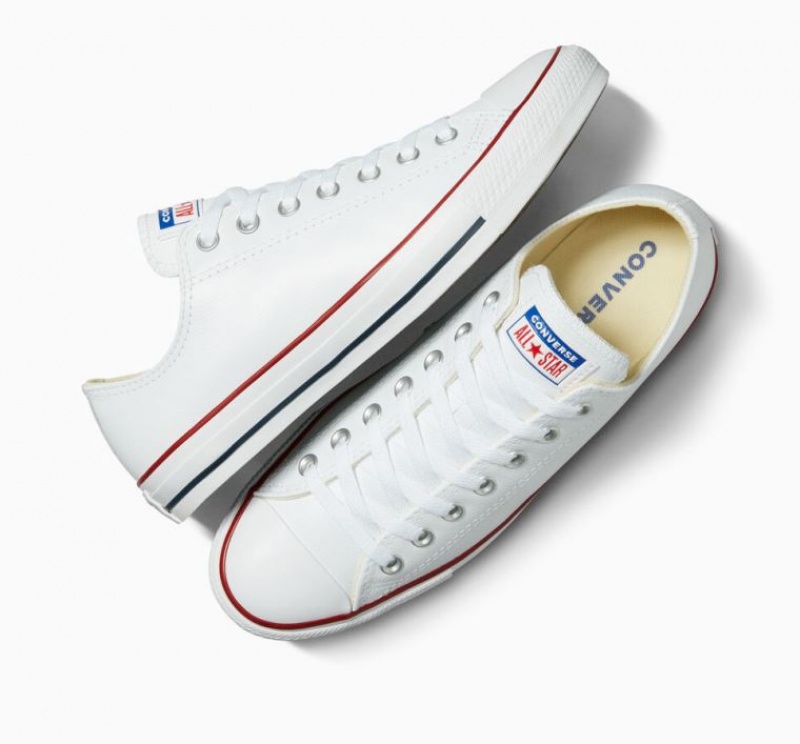 Tenis Converse Chuck Taylor All Star Leather Bajos Hombre Blancas | COLOMBIA R7815Y