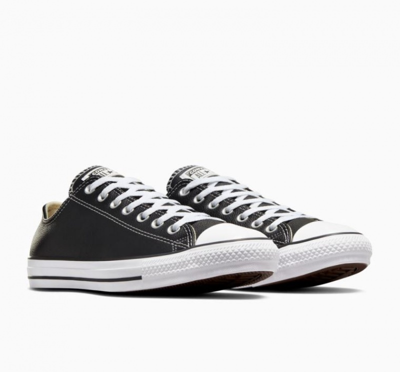 Tenis Converse Chuck Taylor All Star Leather Bajos Hombre Negras | COLOMBIA N0928I