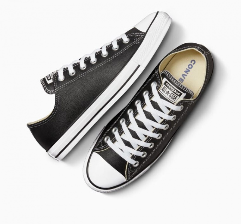 Tenis Converse Chuck Taylor All Star Leather Bajos Hombre Negras | COLOMBIA N0928I