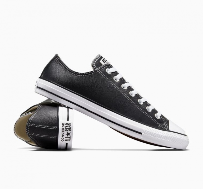 Tenis Converse Chuck Taylor All Star Leather Bajos Hombre Negras | COLOMBIA N0928I