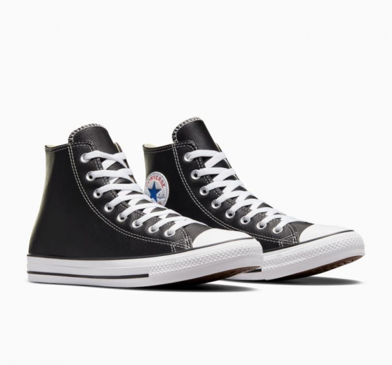 Tenis Converse Chuck Taylor All Star Leather Altos Mujer Negras | COLOMBIA C4926Y