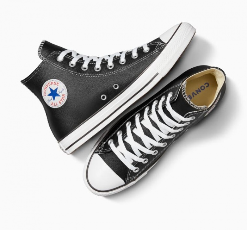 Tenis Converse Chuck Taylor All Star Leather Altos Mujer Negras | COLOMBIA C4926Y