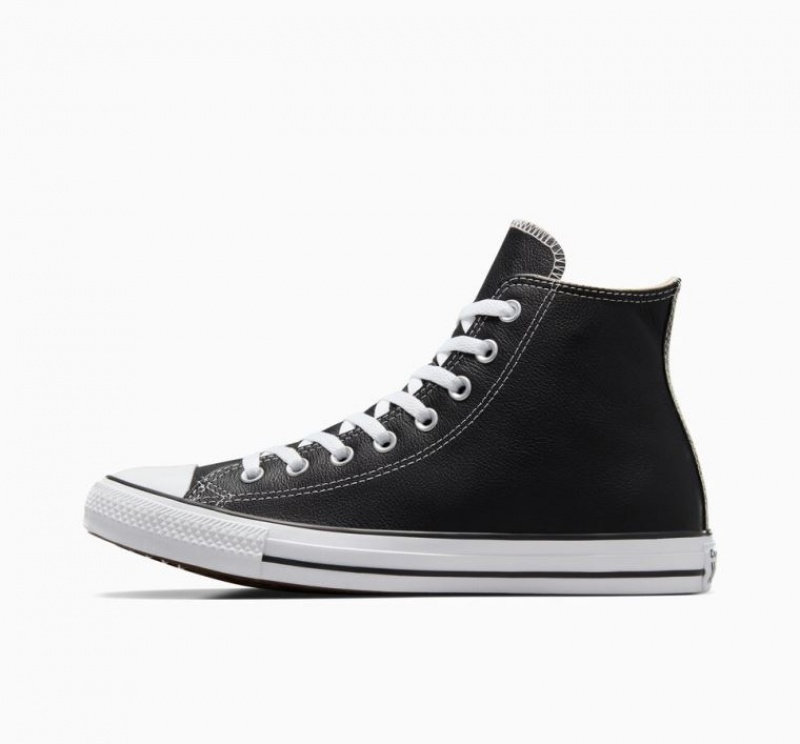 Tenis Converse Chuck Taylor All Star Leather Altos Mujer Negras | COLOMBIA C4926Y