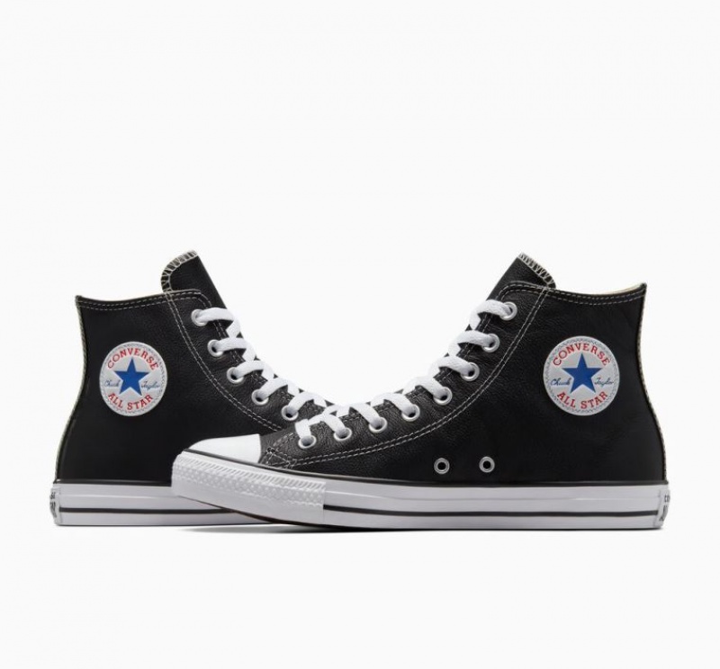 Tenis Converse Chuck Taylor All Star Leather Altos Mujer Negras | COLOMBIA C4926Y