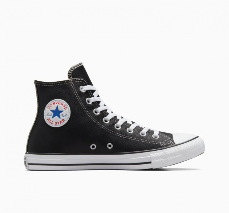 Tenis Converse Chuck Taylor All Star Leather Altos Mujer Negras | COLOMBIA C4926Y