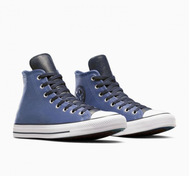 Tenis Converse Chuck Taylor All Star Leather Altos Mujer Azules | COLOMBIA J7530R