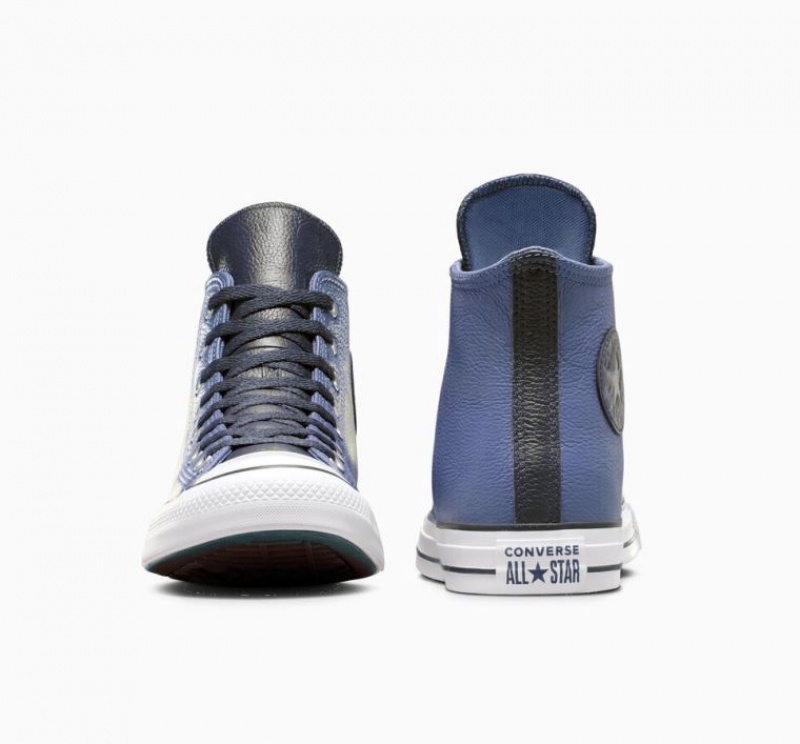 Tenis Converse Chuck Taylor All Star Leather Altos Mujer Azules | COLOMBIA J7530R