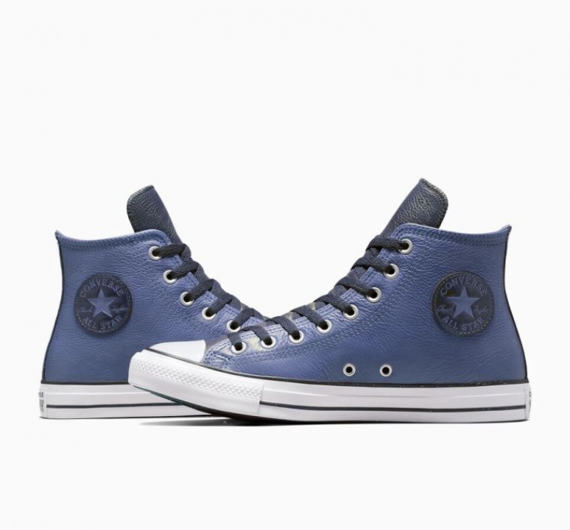 Tenis Converse Chuck Taylor All Star Leather Altos Mujer Azules | COLOMBIA J7530R