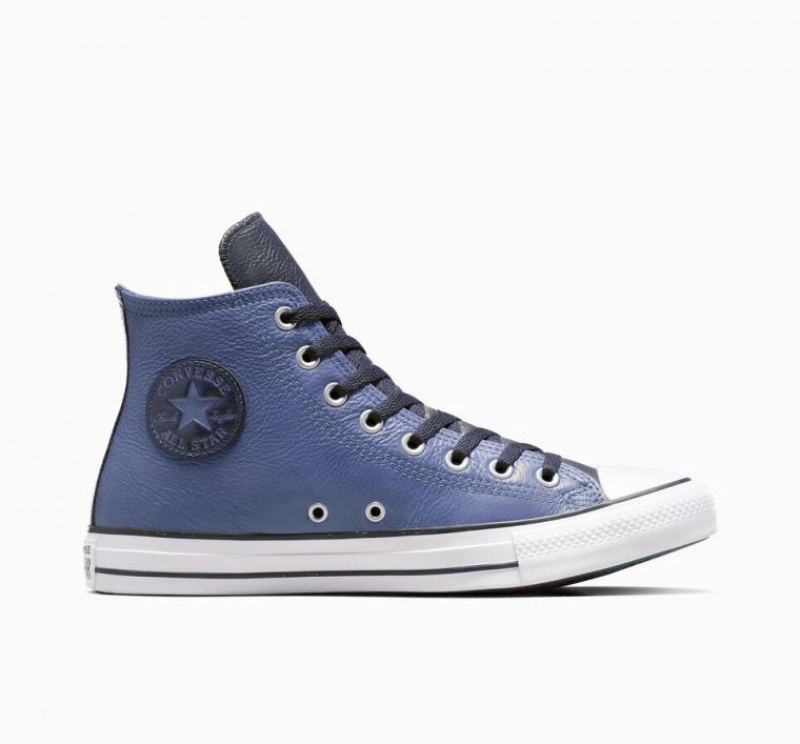 Tenis Converse Chuck Taylor All Star Leather Altos Mujer Azules | COLOMBIA J7530R