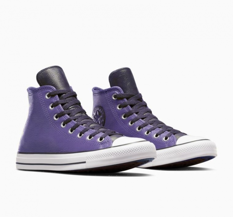 Tenis Converse Chuck Taylor All Star Leather Altos Mujer Moradas | COLOMBIA M5796U