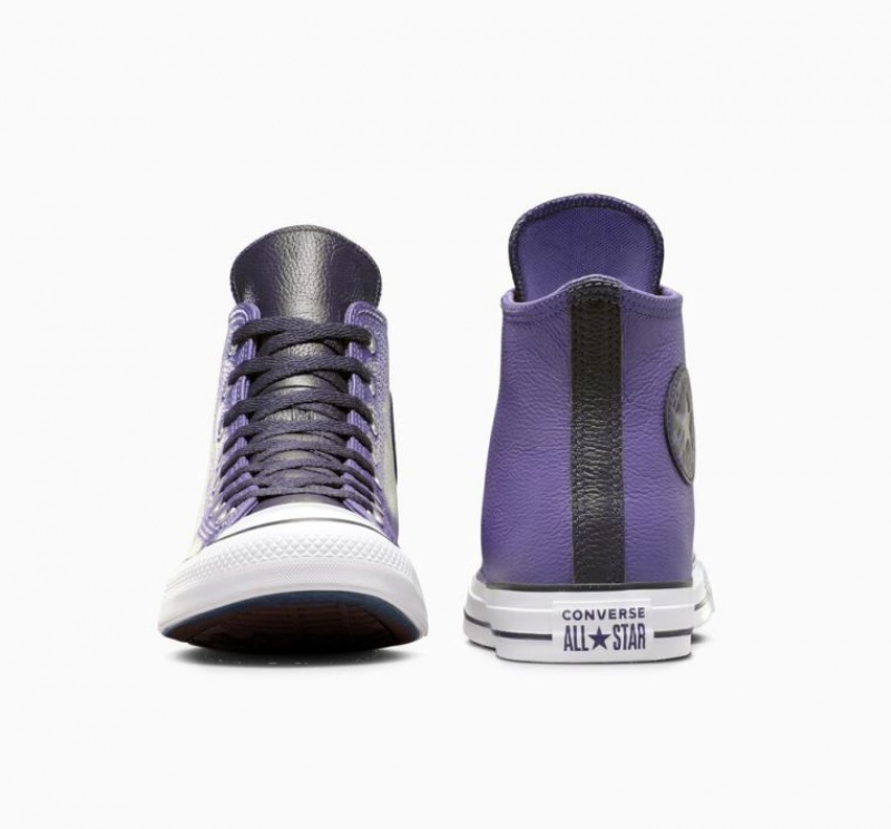 Tenis Converse Chuck Taylor All Star Leather Altos Mujer Moradas | COLOMBIA M5796U