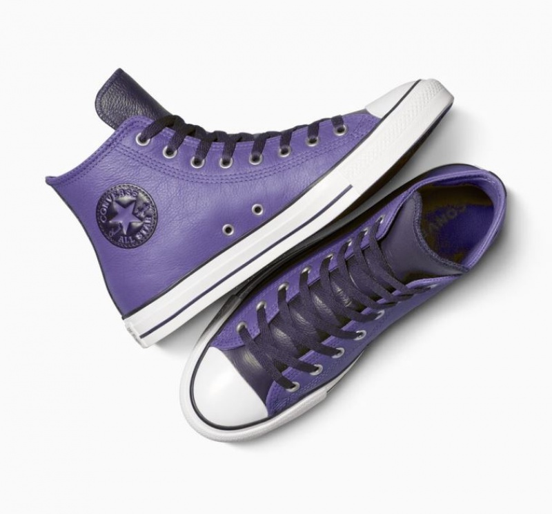 Tenis Converse Chuck Taylor All Star Leather Altos Mujer Moradas | COLOMBIA M5796U