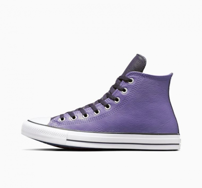 Tenis Converse Chuck Taylor All Star Leather Altos Mujer Moradas | COLOMBIA M5796U