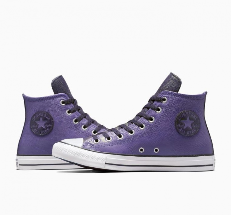 Tenis Converse Chuck Taylor All Star Leather Altos Mujer Moradas | COLOMBIA M5796U