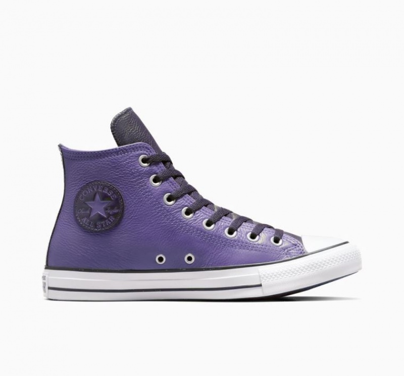 Tenis Converse Chuck Taylor All Star Leather Altos Mujer Moradas | COLOMBIA M5796U