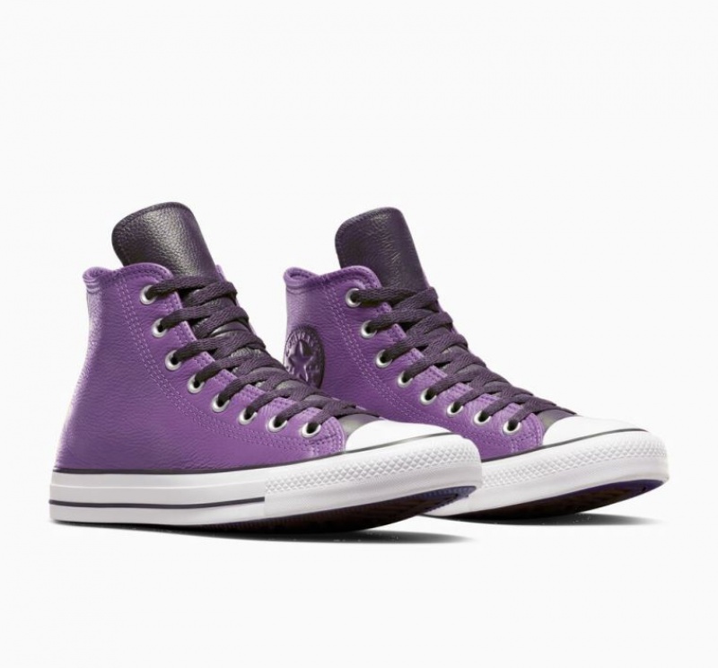 Tenis Converse Chuck Taylor All Star Leather Altos Mujer Moradas | COLOMBIA U2948H