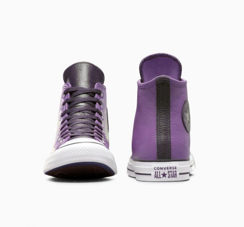 Tenis Converse Chuck Taylor All Star Leather Altos Mujer Moradas | COLOMBIA U2948H